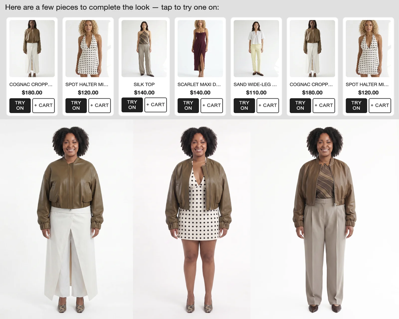 The AI stylist suggesting matching pieces to try on