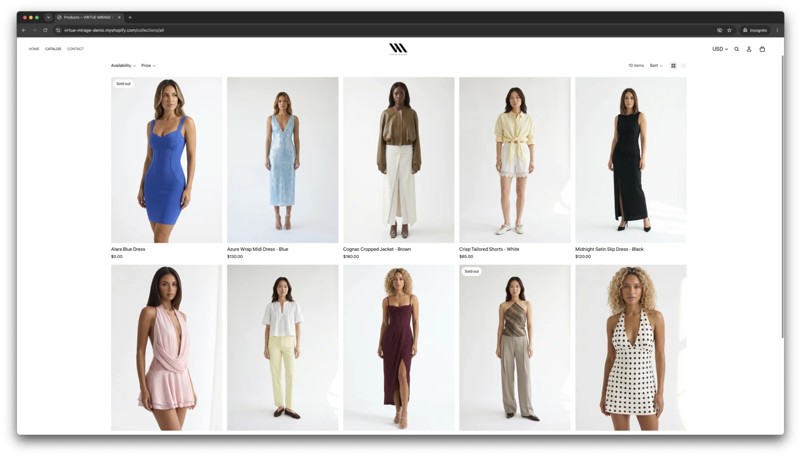 A demo store as shoppers see it today — one professional model on every product