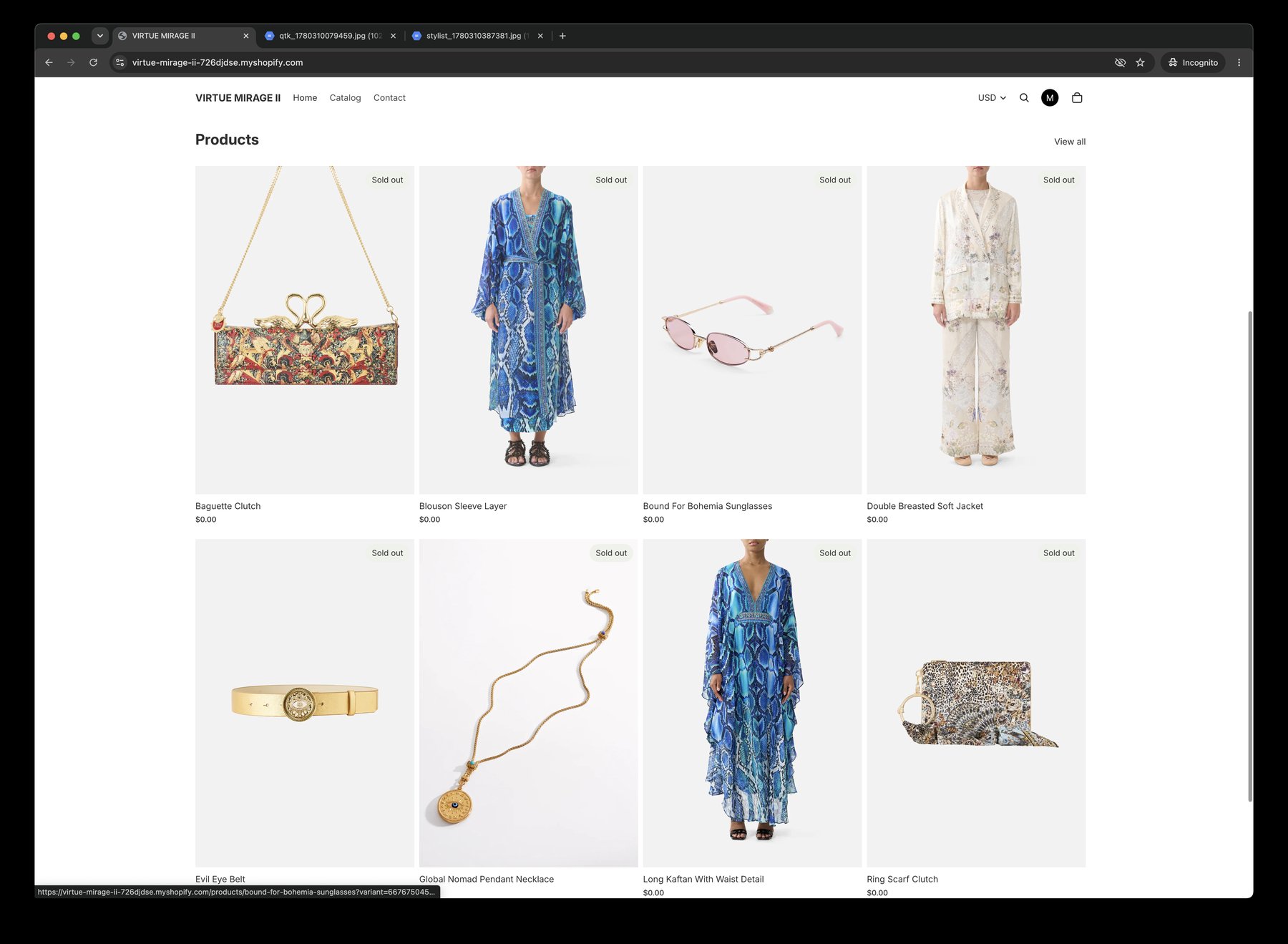 Standard womenswear storefront — generic model