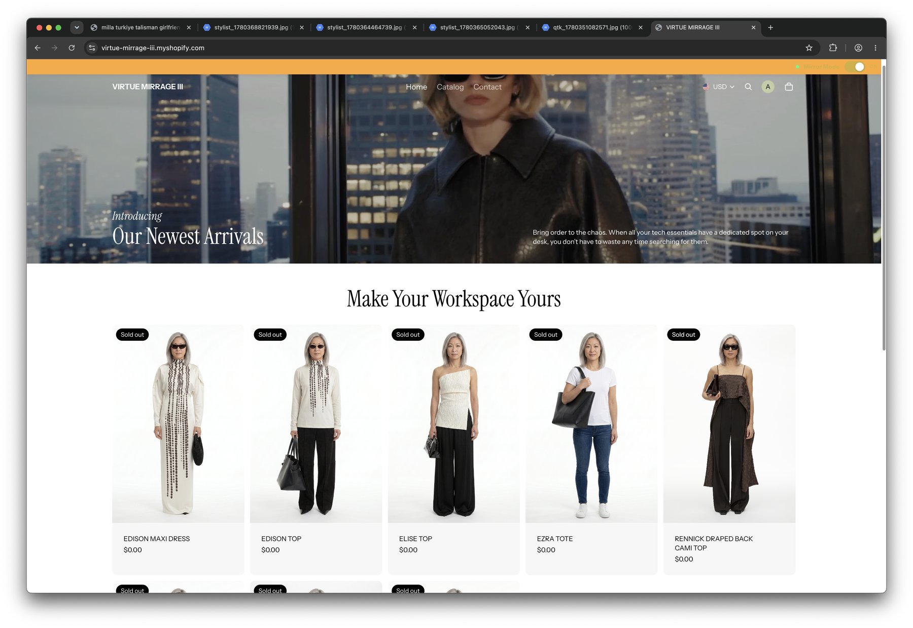 Catalogue re-skinned — every product card and the hero banner feature the customer
