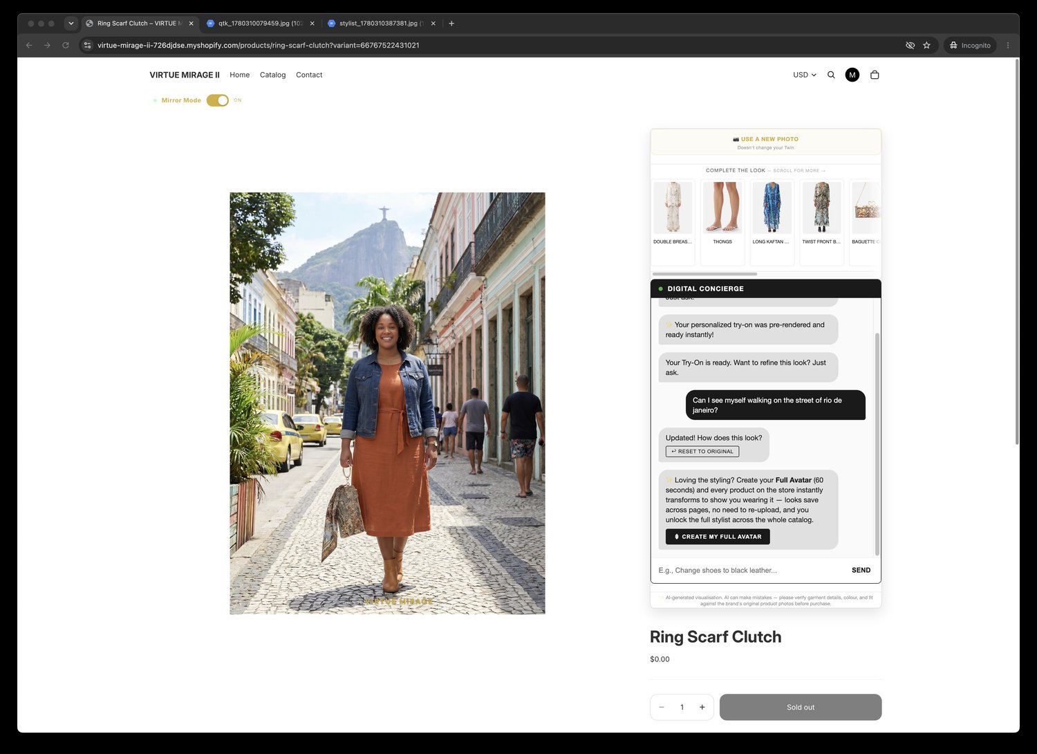 Same product on the customer, restaged with their own outfit
