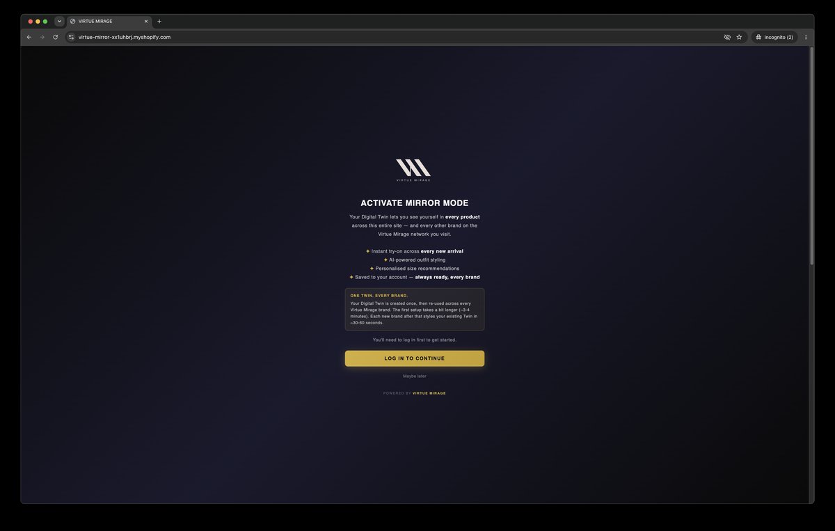 Activate Mirror Mode screen